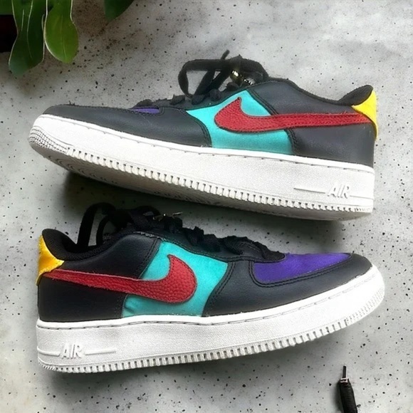 Nike Air Force 1 Black and Multicolor Sneakers - Picture 1 of 7